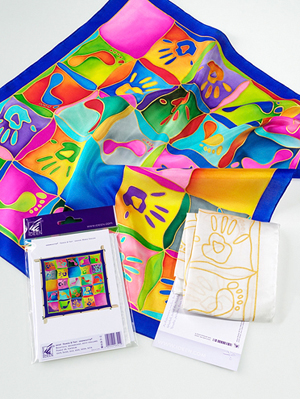 Ideen ready-outlined square silk scarf 55 x 55cm - Hands & Feet NEW TO US (30)