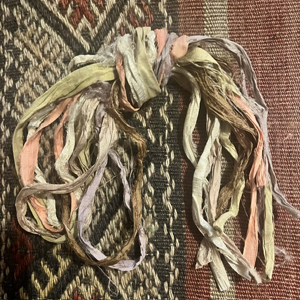 Indian Hand-Dyed Silk Sari Ribbon pack of 6 one metre lengths - SUBTLE COLS - NEW 