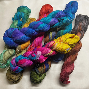 Set of 8 Indian Hand Tie-dyed Silk Sari Ribbon NEW COLOURS