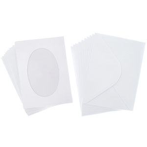 Set of 10 White Medium 2-fold Aperture Cards A6, Oval aperture 