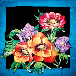 Anemones  ready-outlined square silk scarf DISC (5)
