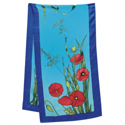 Coquelicots H Dupont ready-outlined 145cm long silk scarf (8) DISC