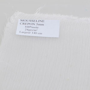 H Dupont White Silk Crinkle Chiffon/Mousseline 5mm 140cm wide, 24gsm, by the metre SOLD OUT
