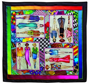 Fashion by Pierre Willocq - ready-outlined PWG square silk scarf (4) DISC