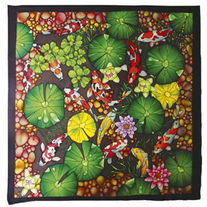Bassin Japonais by Pierre Willocq - ready-outlined square silk scarf (supplier out of stck) (1 left)