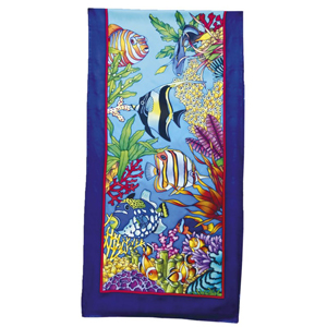 Fonds Marine by Pierre Willocq - ready-outlined 180cm long silk scarf (4) DISC
