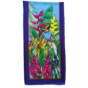 Tropical 2 by Pierre Willocq - ready-outlined 180cm long silk scarf NEW (5)