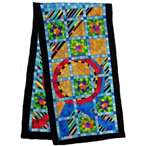 Mosaic PWG ready-outlined 150cm Long Silk Scarf DISC (1)