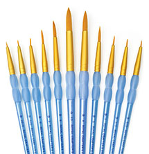 Royal & Langnickel Value Pack - Soft Grip Golden Taklon Round Brushes set of 11 