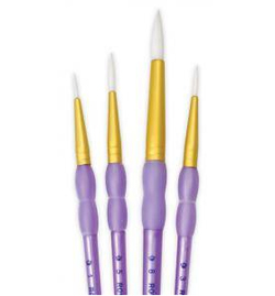 Royal & Langnickel Value Pack - Soft Grip White Taklon Round Brushes set of 4 